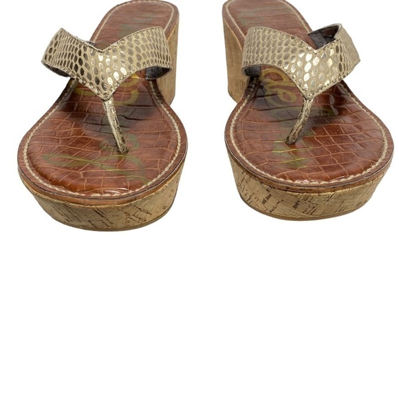 SAM Edelman Women’s Tan Cork Wedge Sandler Flip-Flop, Size 7.5M - Picture 2 of 11